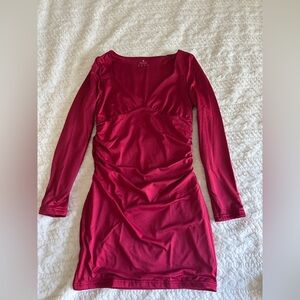 Elegant Red Long Sleeve Dress